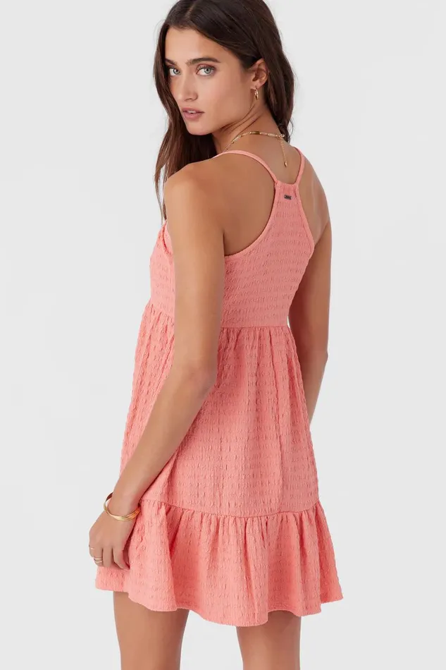 SAIGE TEXTURED KNIT SHORT DRESS Burnt Coral Women O039NEILL Clothing