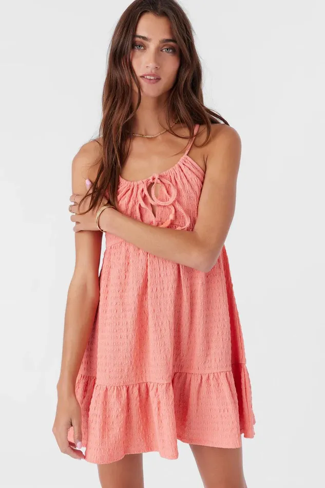 SAIGE TEXTURED KNIT SHORT DRESS Burnt Coral Women O039NEILL Clothing