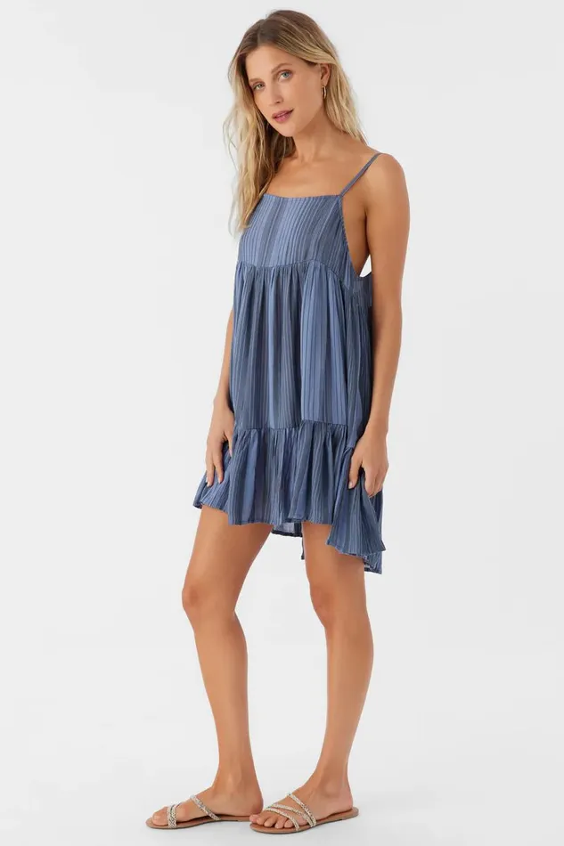 SALTWATER ESSENTIALS RILEE STRIPED COVERUP DRESS Slate Women O039NEILL Swim