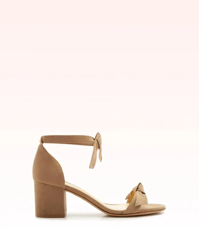 Sandals Women Alexandre Birman Designer Sandals For 8211 Clarita Bow Tie Block Heel Sandal In Suede Alexandre Birman Cameo