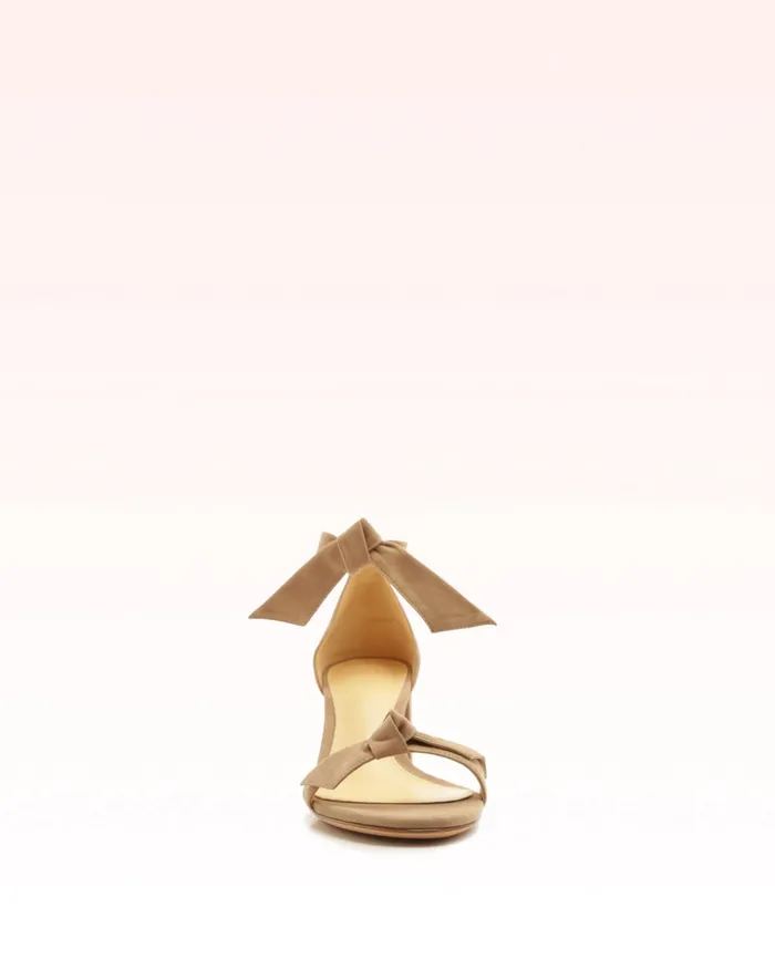 Sandals Women Alexandre Birman Designer Sandals For 8211 Clarita Bow Tie Block Heel Sandal In Suede Alexandre Birman Cameo