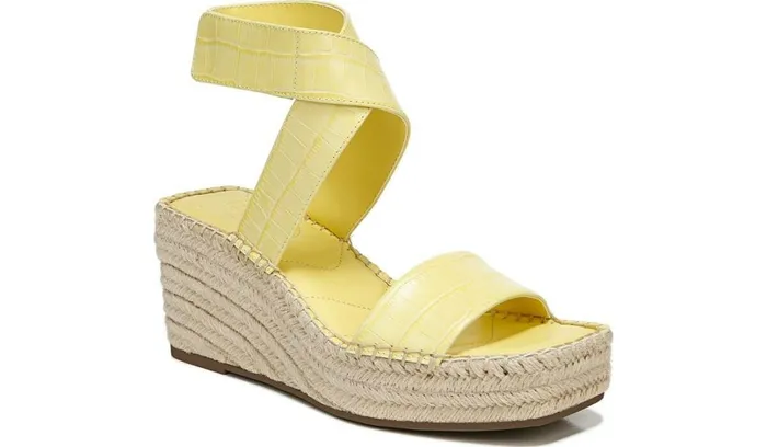 Sandals Women Franco Sarto Franco Carezza Espadrille Wedge Sandal Light Yellow Leather
