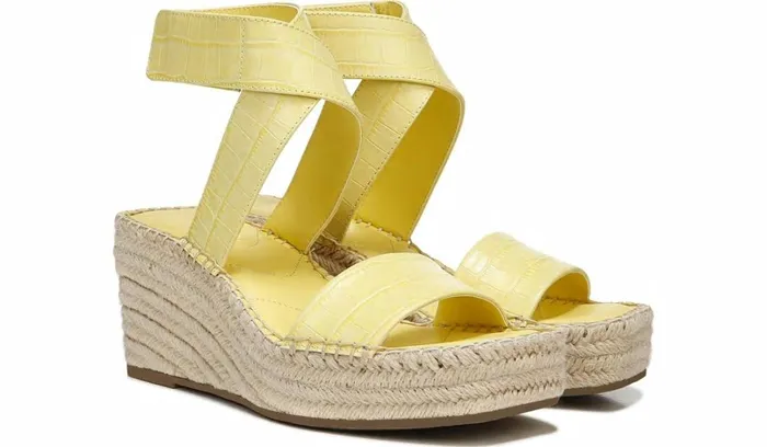 Sandals Women Franco Sarto Franco Carezza Espadrille Wedge Sandal Light Yellow Leather