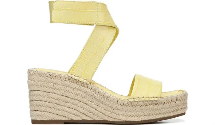 Sandals Women Franco Sarto Franco Carezza Espadrille Wedge Sandal Light Yellow Leather