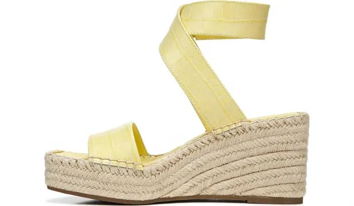 Sandals Women Franco Sarto Franco Carezza Espadrille Wedge Sandal Light Yellow Leather