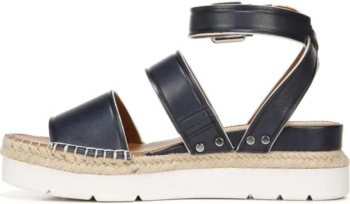 Sandals Women Franco Sarto Sarto Calvin Wedge Sandal Navy Leather