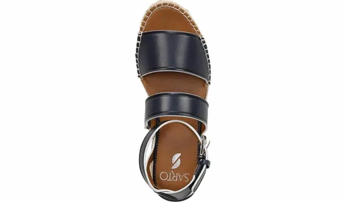 Sandals Women Franco Sarto Sarto Calvin Wedge Sandal Navy Leather