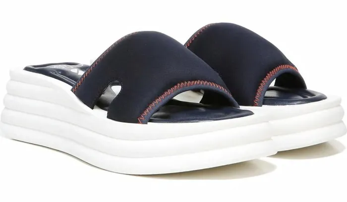 Sandals Women Franco Sarto Sarto Vina 2 Platform Slide Sandal Inky Navy Fabric