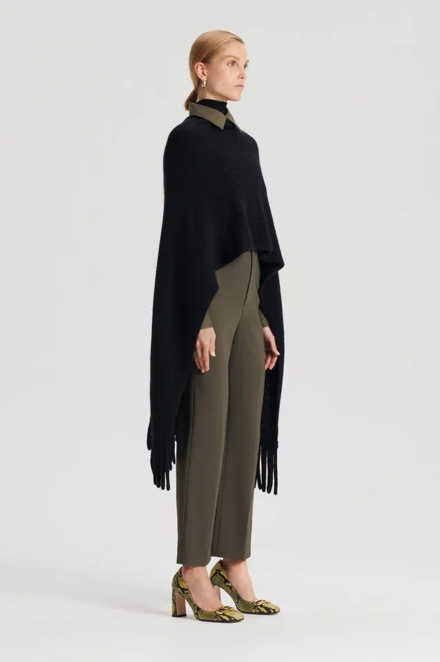 Scarves Women Scanlan Theodore FRINGED CAPE Black Scarves Women Scanlan Theodore FRINGED CAPE Black