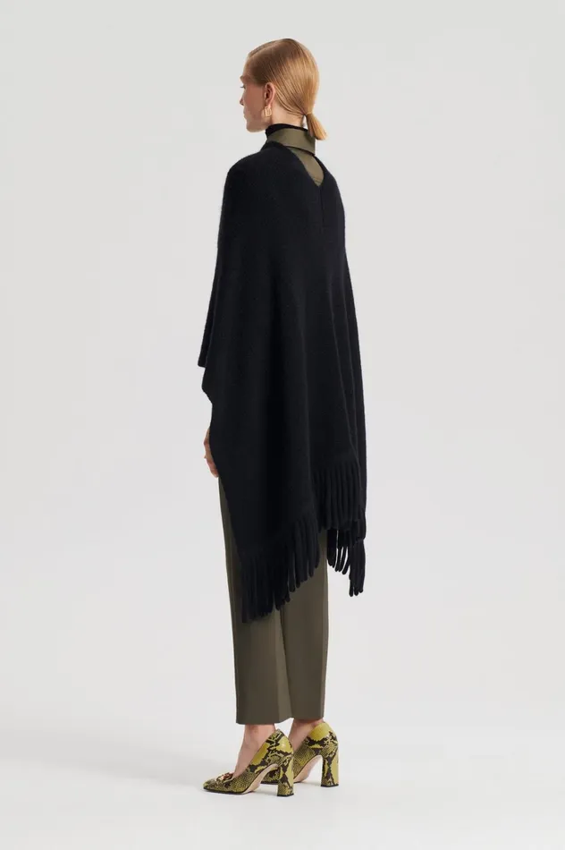 Scarves Women Scanlan Theodore FRINGED CAPE Black Scarves Women Scanlan Theodore FRINGED CAPE Black