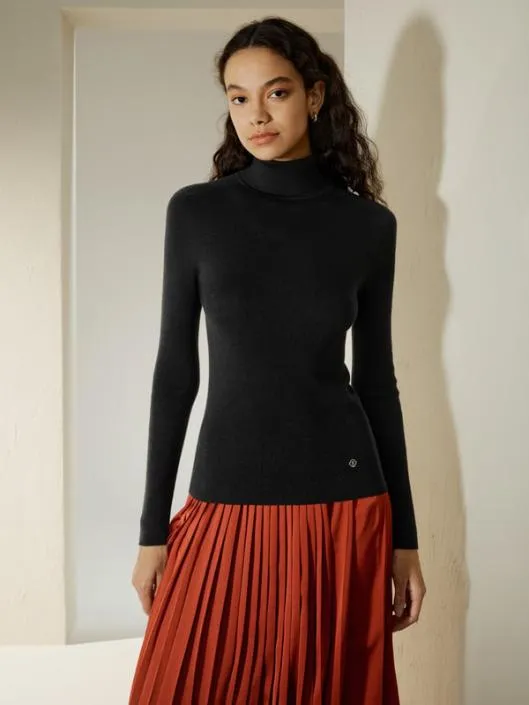 Seamless SilkCashmere Blend Turtleneck Sweater Women Lilysilk Knitwear