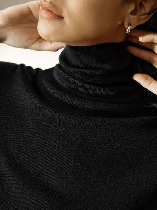 Seamless SilkCashmere Blend Turtleneck Sweater Women Lilysilk Knitwear