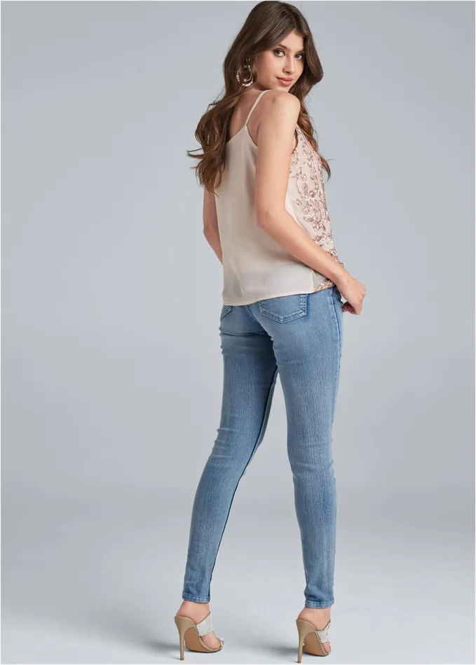 SEQUIN SLEEVELESS TOP Blush Multi Women VENUS Night Out Tops SEQUIN SLEEVELESS TOP Blush Multi Women VENUS Night Out Tops