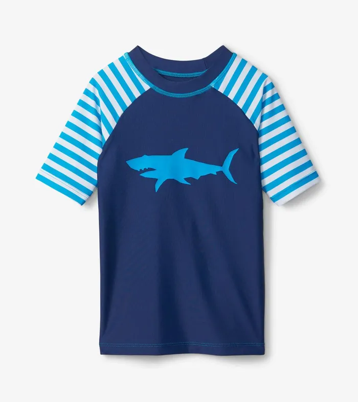 Shark Stripes Short Sleeve Rashguard Hatley