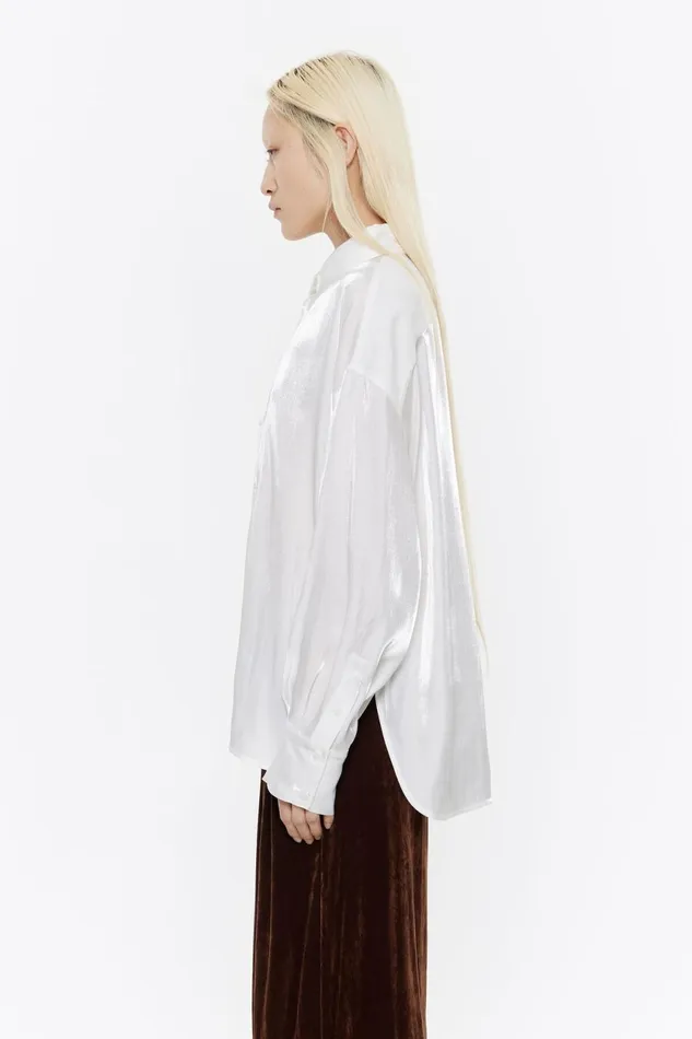 Shiny White Viscose Straight Cut Shirt White Women Bimba Y Lola Shirts Shiny White Viscose Straight Cut Shirt White Women Bimba Y Lola Shirts