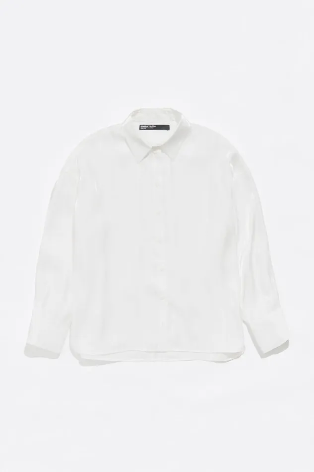 Shiny White Viscose Straight Cut Shirt White Women Bimba Y Lola Shirts Shiny White Viscose Straight Cut Shirt White Women Bimba Y Lola Shirts