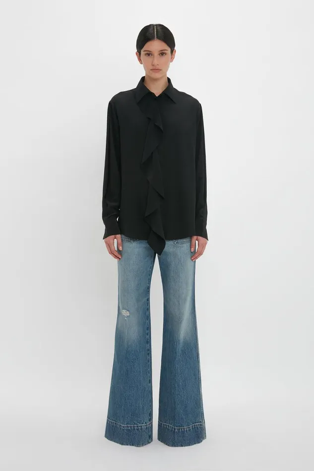 Shirts and Tops Women Victoria Beckham Asymmetric Ruffle Blouse In Black