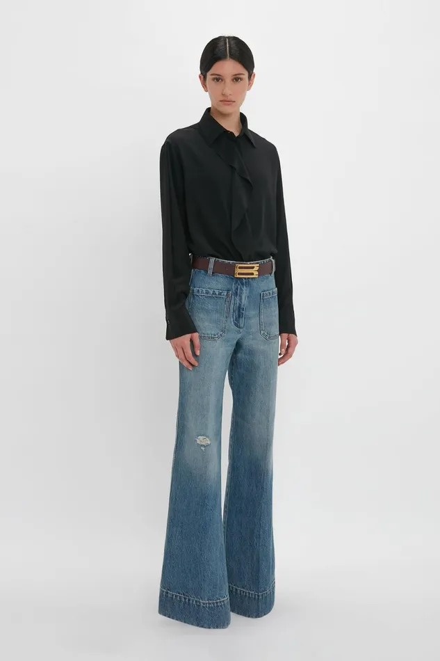 Shirts and Tops Women Victoria Beckham Asymmetric Ruffle Blouse In Black