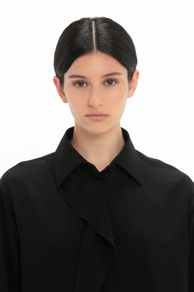 Shirts and Tops Women Victoria Beckham Asymmetric Ruffle Blouse In Black