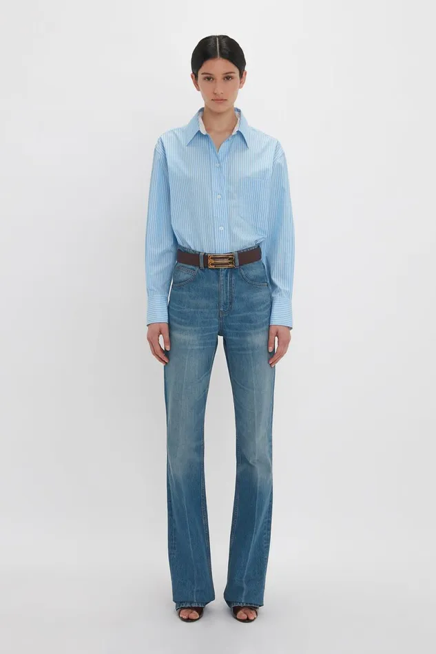 Shirts and Tops Women Victoria Beckham Cropped Long Sleeve Shirt In MarinaWhite