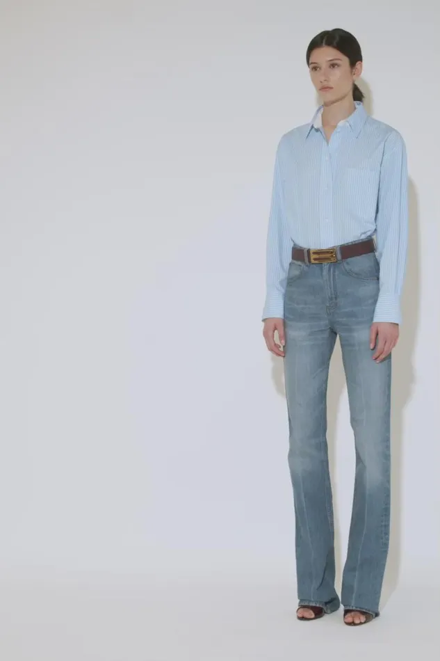 Shirts and Tops Women Victoria Beckham Cropped Long Sleeve Shirt In MarinaWhite