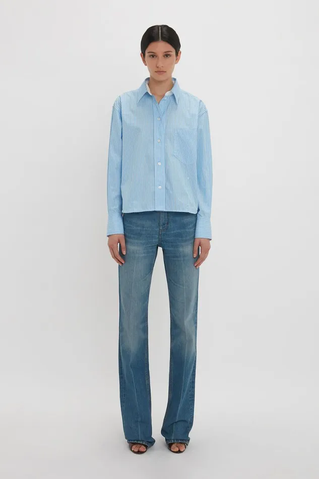 Shirts and Tops Women Victoria Beckham Cropped Long Sleeve Shirt In MarinaWhite