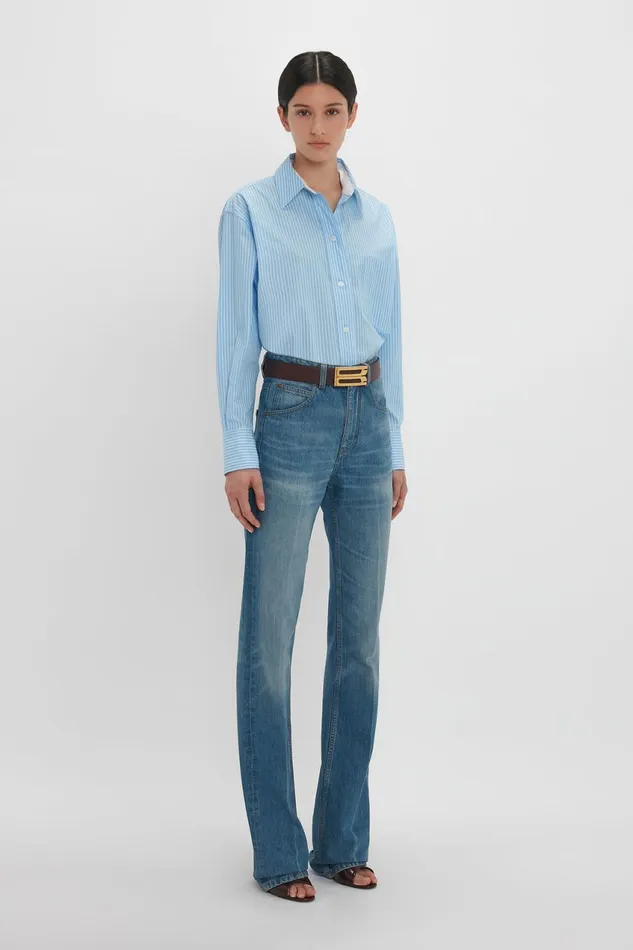 Shirts and Tops Women Victoria Beckham Cropped Long Sleeve Shirt In MarinaWhite
