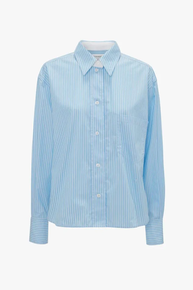 Shirts and Tops Women Victoria Beckham Cropped Long Sleeve Shirt In MarinaWhite