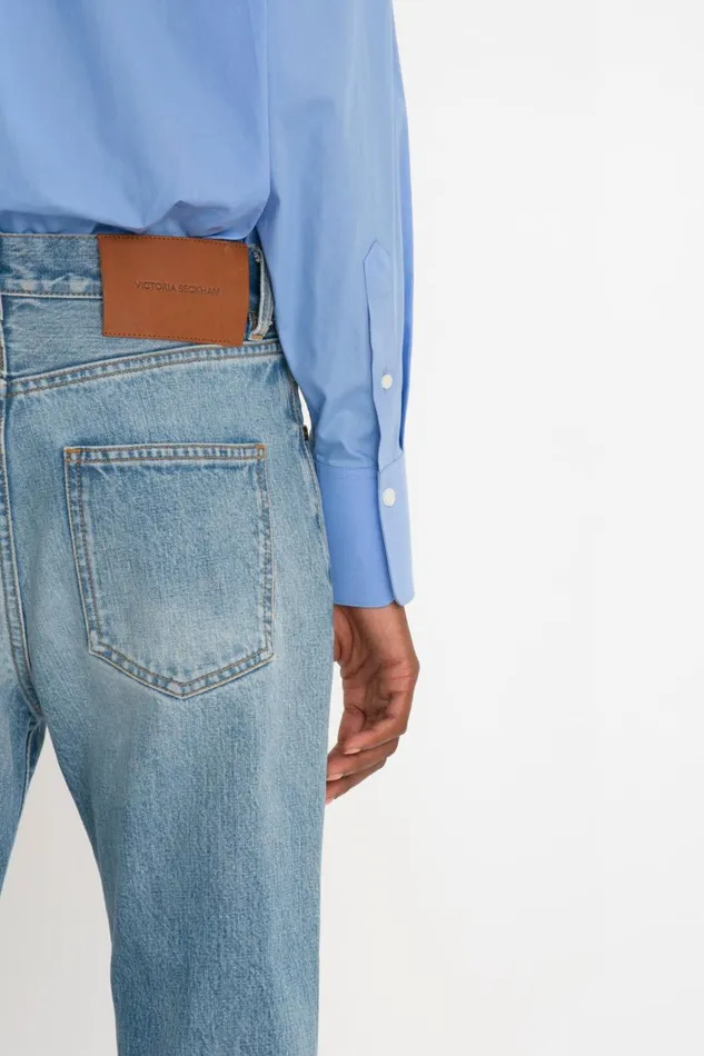 Shirts and Tops Women Victoria Beckham Cropped Long Sleeve Shirt In Oxford Blue