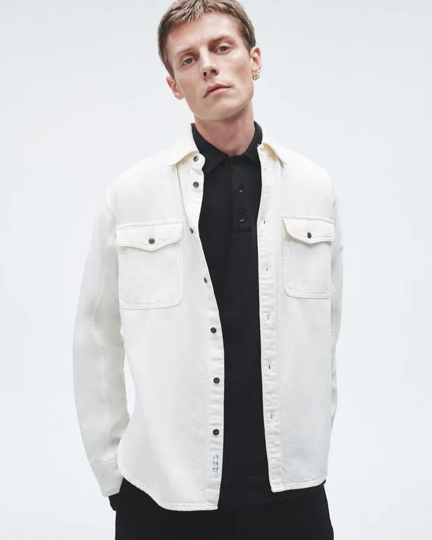 Shirts Men Rag and Bone Featherweight Denim Shirt Ecru