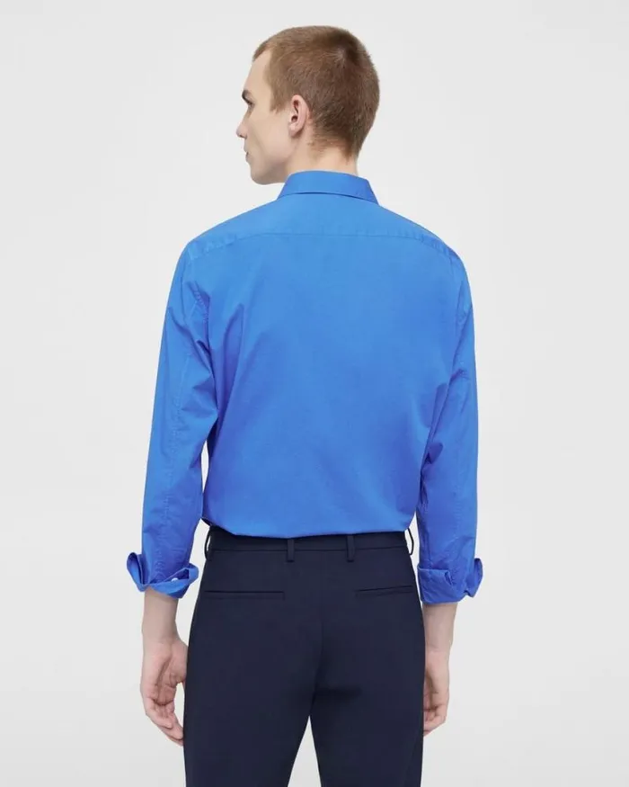Shirts Men Theory Irving Shirt In Cotton Palace Blue Shirts Men Theory Irving Shirt In Cotton Palace Blue