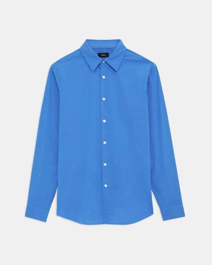 Shirts Men Theory Irving Shirt In Cotton Palace Blue Shirts Men Theory Irving Shirt In Cotton Palace Blue
