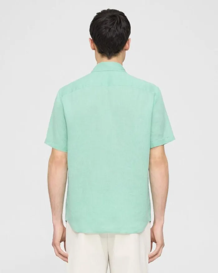 Shirts Men Theory Irving ShortSleeve Shirt In Relaxed Linen Celadon Shirts Men Theory Irving ShortSleeve Shirt In Relaxed Linen Celadon