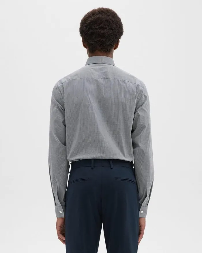 Shirts Men Theory StandardFit Shirt In Checked Stretch Cotton Whitenavy Shirts Men Theory StandardFit Shirt In Checked Stretch Cotton Whitenavy