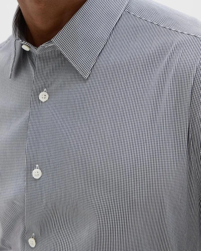 Shirts Men Theory StandardFit Shirt In Checked Stretch Cotton Whitenavy Shirts Men Theory StandardFit Shirt In Checked Stretch Cotton Whitenavy