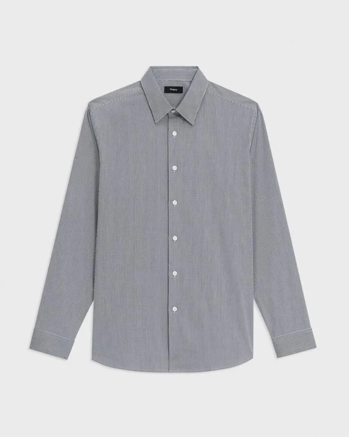 Shirts Men Theory StandardFit Shirt In Checked Stretch Cotton Whitenavy Shirts Men Theory StandardFit Shirt In Checked Stretch Cotton Whitenavy