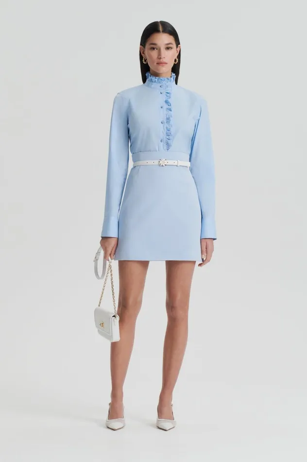 Shirts Women Scanlan Theodore PARACHUTE RUFFLE TRIM SHIRT Tintedblue