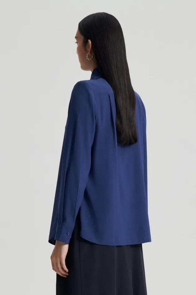 Shirts Women Scanlan Theodore SILK SHOULDER PAD SHIRT Royal Shirts Women Scanlan Theodore SILK SHOULDER PAD SHIRT Royal