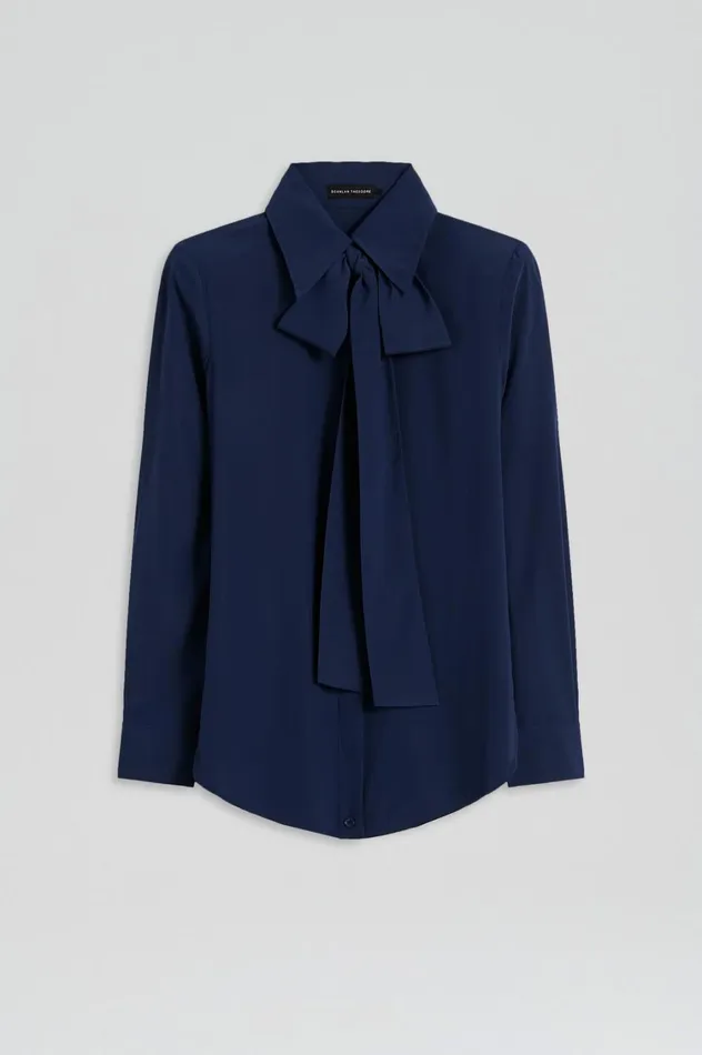 Shirts Women Scanlan Theodore SILK SHOULDER PAD SHIRT Royal Shirts Women Scanlan Theodore SILK SHOULDER PAD SHIRT Royal
