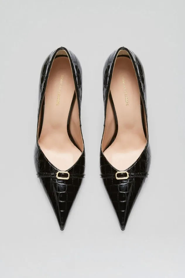 Shoes Women Scanlan Theodore LEATHER EMBOSSED PUMP 95 Black Shoes Women Scanlan Theodore LEATHER EMBOSSED PUMP 95 Black