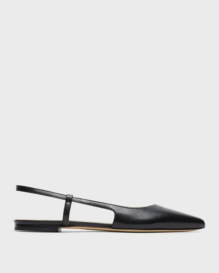 Shoes Women Theory Slingback Flat In Leather Black