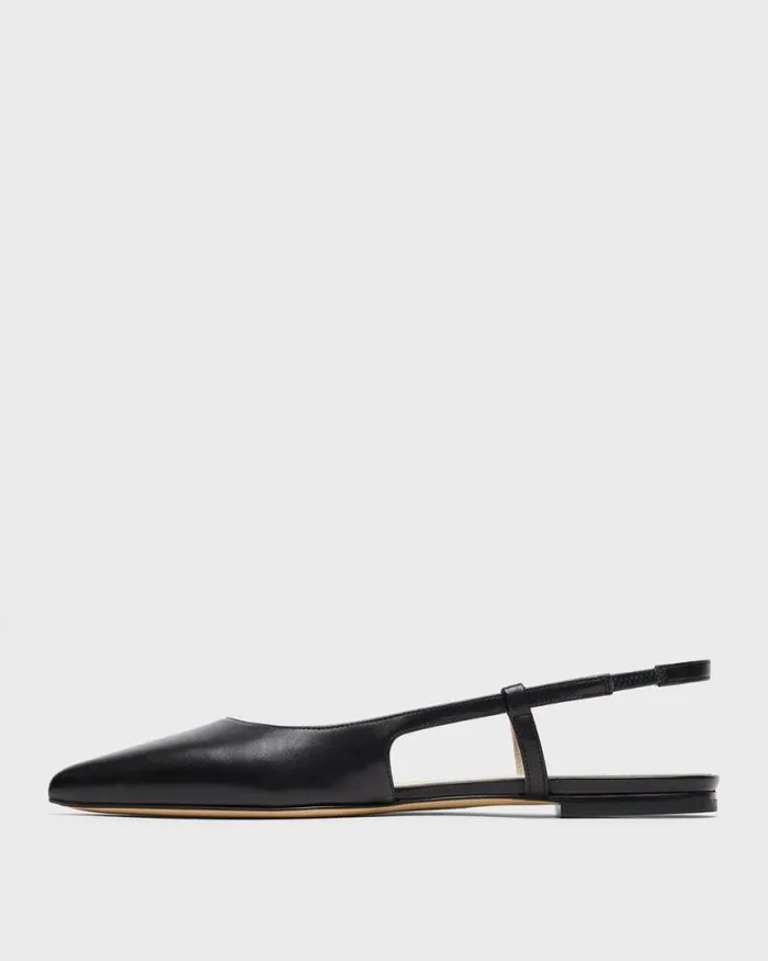 Shoes Women Theory Slingback Flat In Leather Black