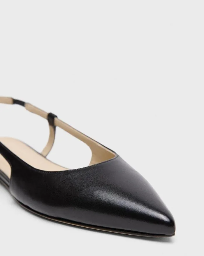 Shoes Women Theory Slingback Flat In Leather Black