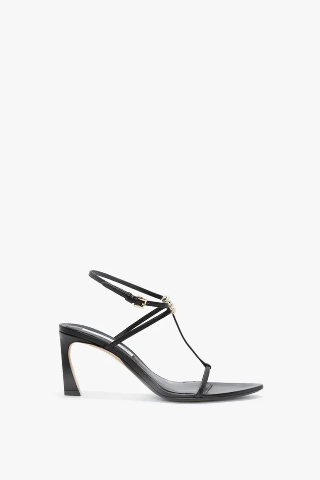 Shoes Women Victoria Beckham Frame Detail Sandal In Black Leather