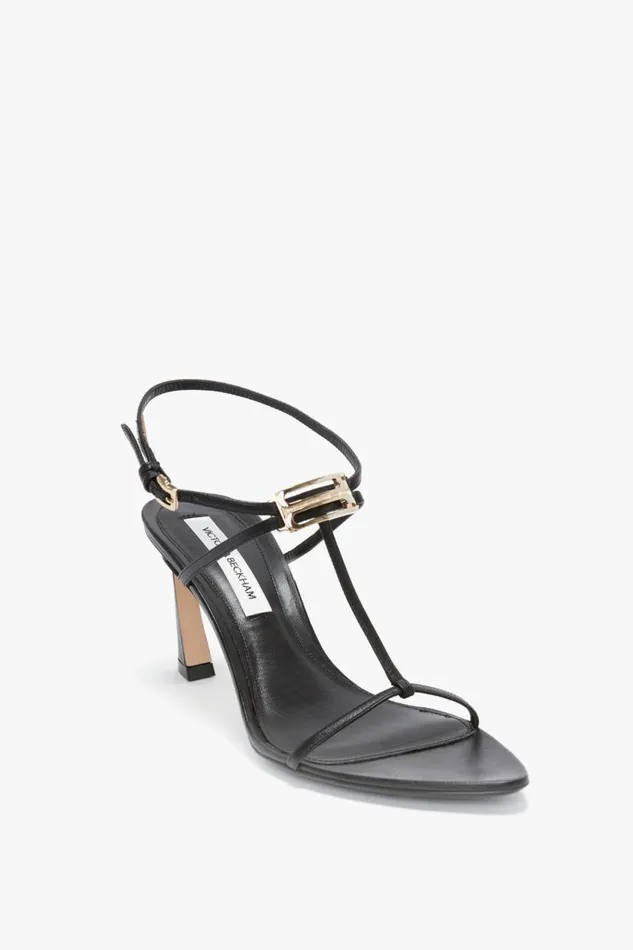 Shoes Women Victoria Beckham Frame Detail Sandal In Black Leather