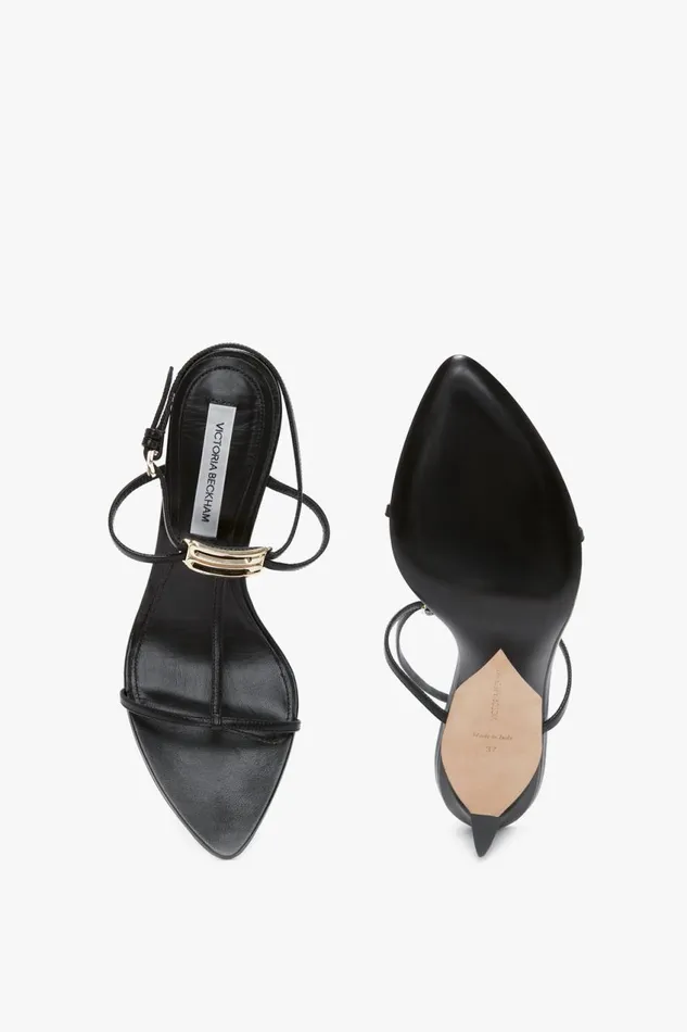 Shoes Women Victoria Beckham Frame Detail Sandal In Black Leather