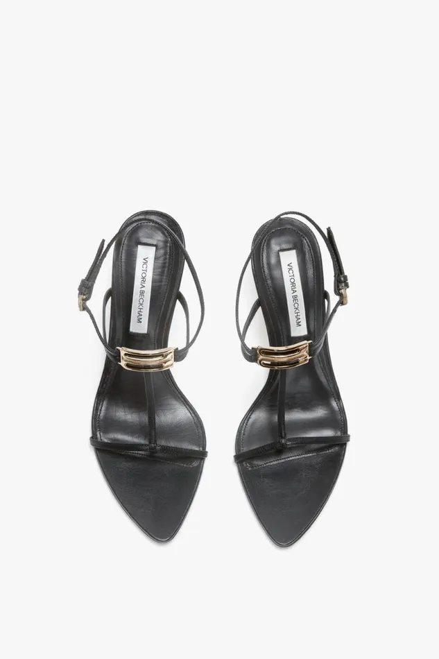 Shoes Women Victoria Beckham Frame Detail Sandal In Black Leather
