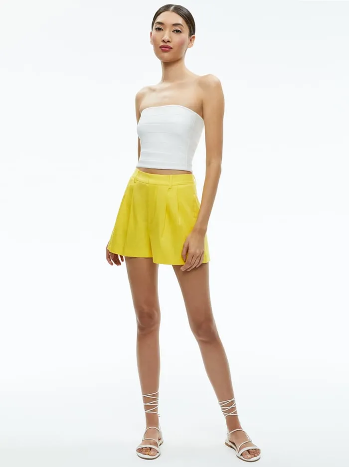 Shorts Women Alice Olivia Conry Linen Pleated Short Happy Yellow