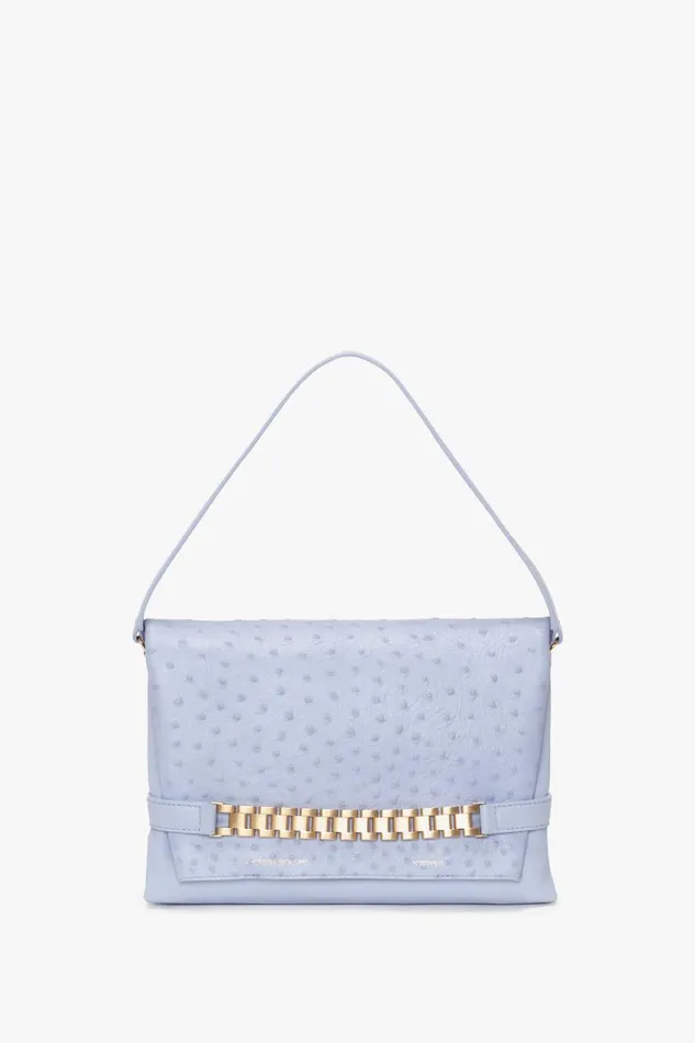 Shoulder Bags Women Victoria Beckham Chain Pouch With Strap In Frost OstrichEffect Leather