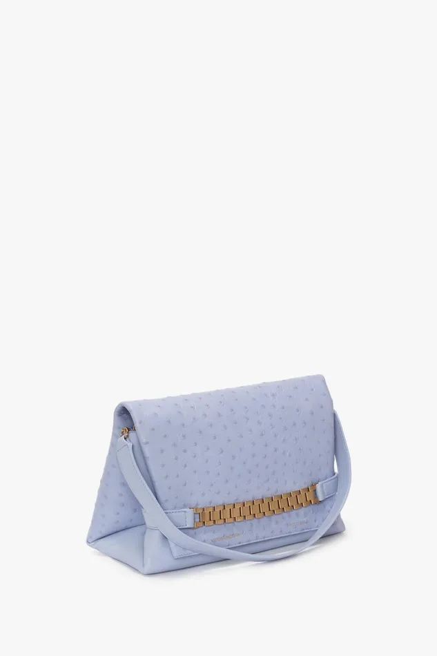 Shoulder Bags Women Victoria Beckham Chain Pouch With Strap In Frost OstrichEffect Leather